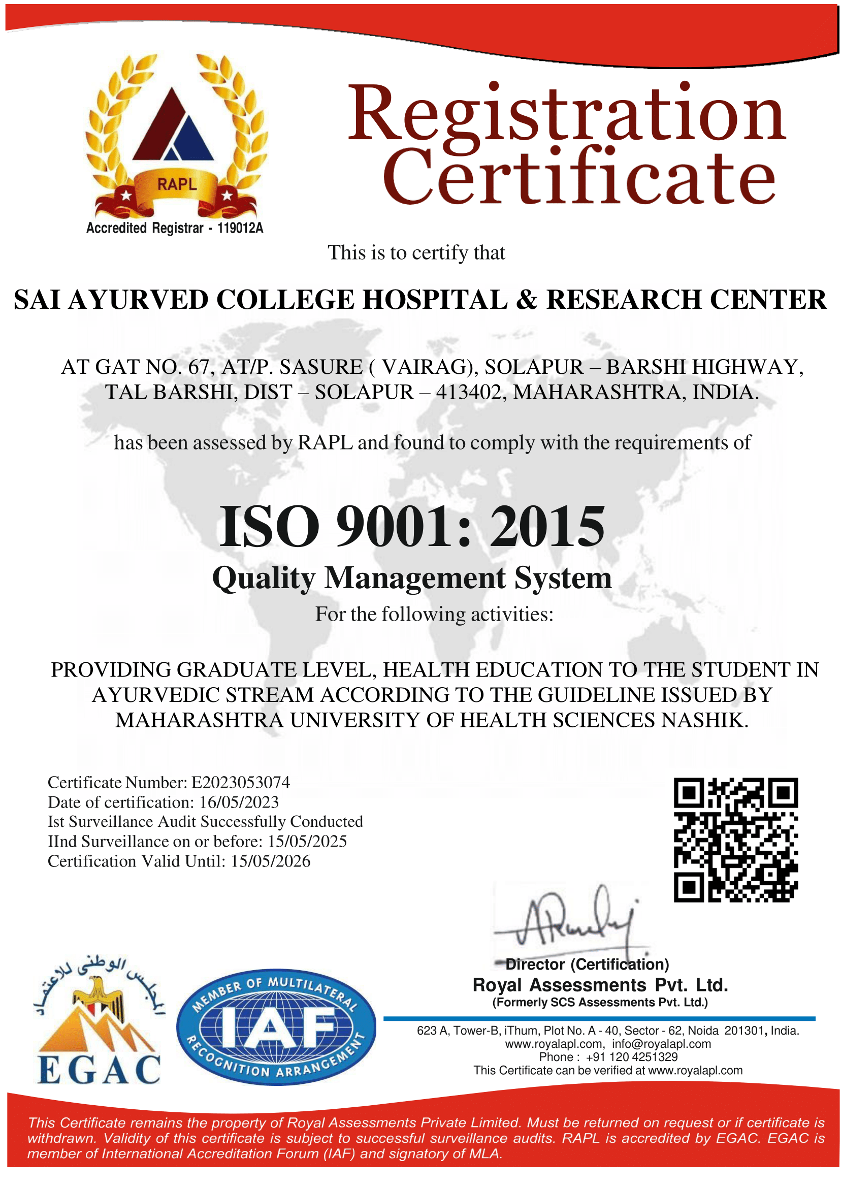 accrediation certificate